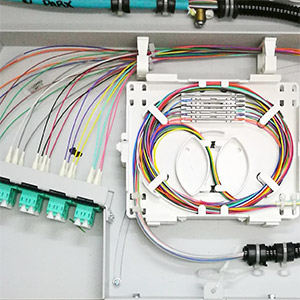 Inside a fibre optic distribution box